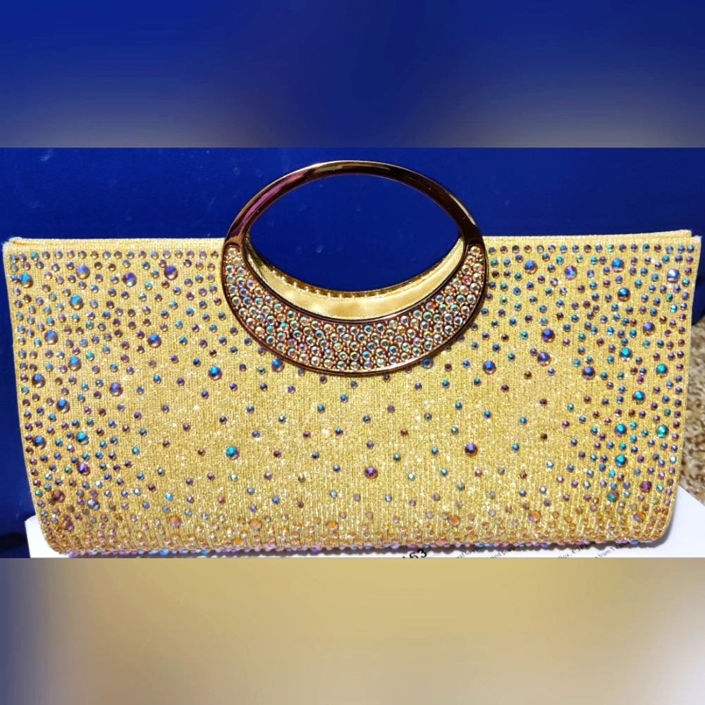 Gold Rhinestone Elegant Clutch Purse
